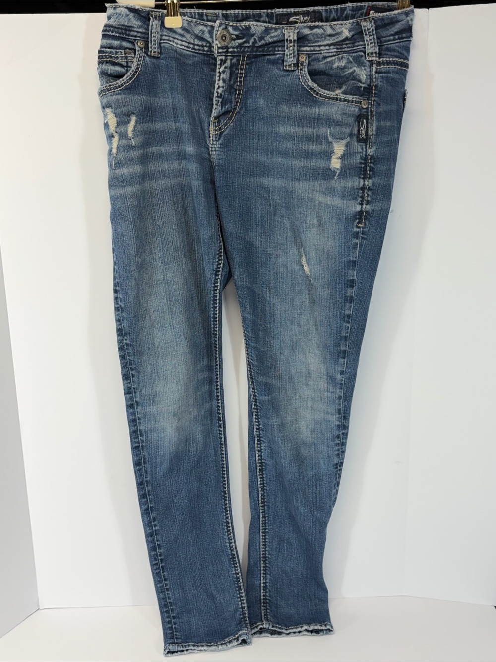 Silver Jeans Co Girlfriend Skinny Distressed Jeans W30 L29